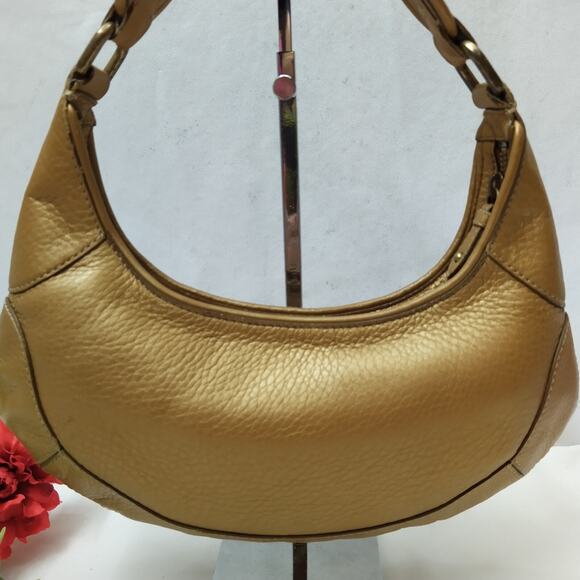 Cole Haan Metallic Brown Leather Zipper Closure Hobo Shoulder Bag - Picture 2 of 16